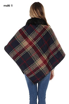 Fashionable Multi Tone Plaid Poncho FM-AO6082