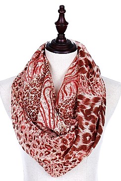 Pack of (12 Pieces) Assorted Color Trendy Animal Print Infinity Scarves FM-FTZISF256
