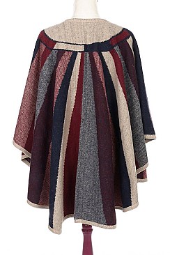 Pack of 6 (pieces) Assorted Stripe Pattern Poncho FM-PC7439