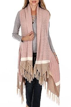 Pack of (6 Pieces) Assorted Color Stylish Fringe Cardigan FM-W102
