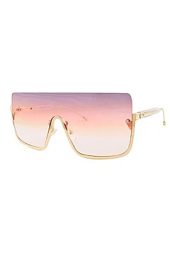 OVERSIZED TWO TONE LENS SHIELD SUNGLASSES