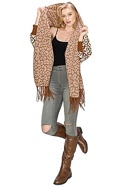 LEOPARD PRINT TASSEL PONCHO