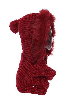Pack of (12 pieces) Soft Fur Hooded Scarves FM-CS6930