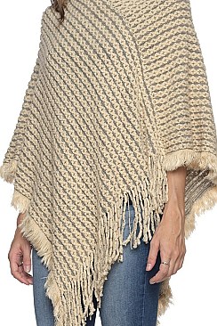 Fashionable Fringe Hooded Poncho FM-KC1072