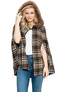 Posh Plaid Pattern Poncho
