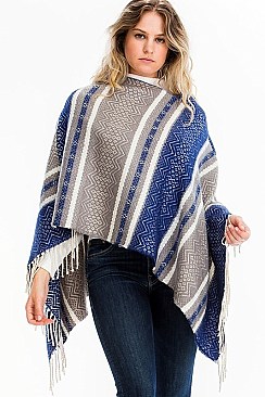 FRINGED TRIBAL PONCHO