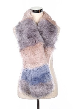 Fashionable Multi Tone Soft Fur Fuzzy Scarf