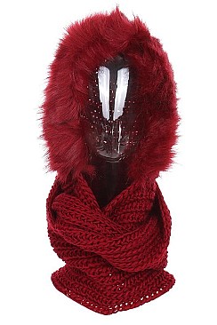Pack of (12 pieces) Soft Fur Hooded Scarves FM-CS6930