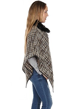 Stylish Fur Collar Poncho FM-AO6081