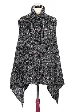 Stylish Button Accent Knitted Poncho FM-SCHAL3012
