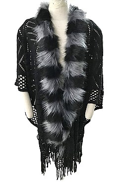 Fashionable Faux Fur Collar Fringe Vest FM-AV232
