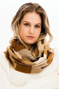 Pack of 12 Pcs Assorted Color Plaid Pattern Infinity Scarves