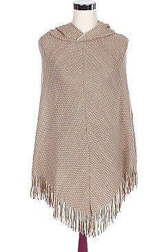 Fashionable Hooded Fringe Poncho FM-AV239DC