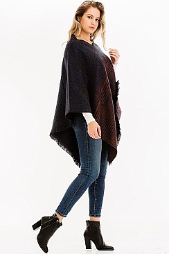 PLAID PATTERN PONCHO