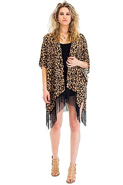 Snug Animal Print Tassel Kimono FM-KSF219