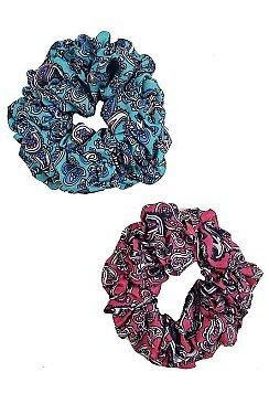 Pack of 12 (pieces) Assorted 2-pc Paisley Scrunchie Sets FMH327