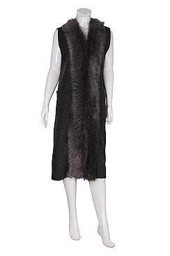 Elegant Soft Fur Collar Longline Vest