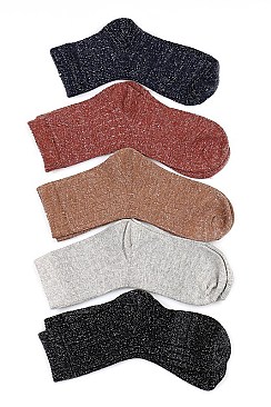 Pack of (12 Pieces) Assorted Glitter Accent Fashion Socks FM-JCL70015