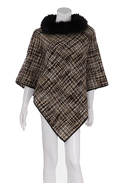 Stylish Fur Collar Poncho FM-AO6081