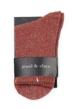 Pack of (12 Pieces) Assorted Glitter Accent Fashion Socks FM-JCL70015