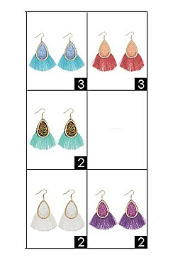 Pack of 12 (pieces) Assorted Tassel Dangle Earring FMERG8620