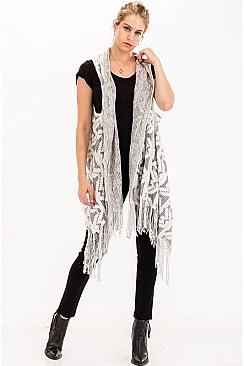 Pack of 6 pieces Fringe Knitted Longline Vest FM-WSF197