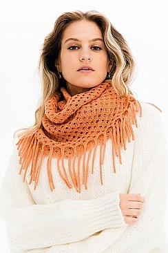 Pack of 12 Pcs Assorted Color Fringe Infinity Scarves