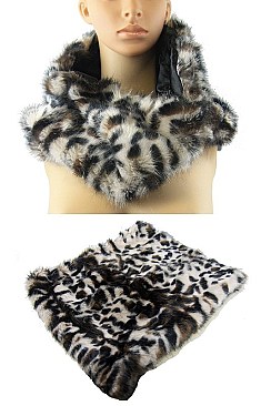 Fashionable Soft Fur Leopard Wrap Scarf