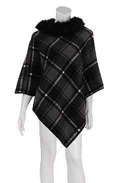 Stylish Multi Tone Plaid Poncho FM-AO6084