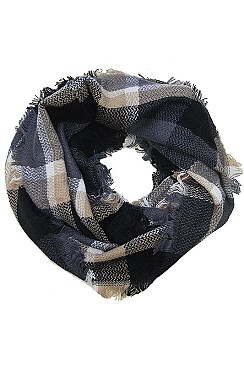 Pack of 12 pieces Stylish Multi Tone Plaid Pattern Infinity Scarves FM-NC4500