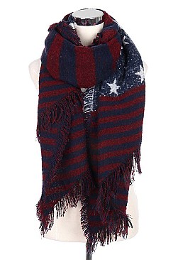 Pack of 12 (pieces) Assorted American Flag Fringe Scarves FM-JSC8006