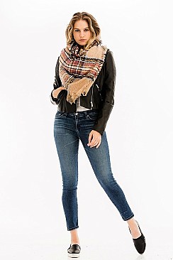 Pack of 12 Plaid Oversized Square Blanket Scarves