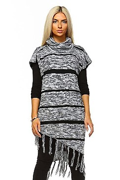 Elegant Hooded Fringe Poncho FM-AV185