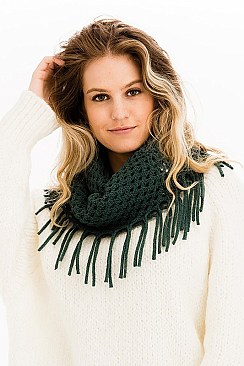 Pack of 12 Pcs Assorted Color Fringe Infinity Scarves