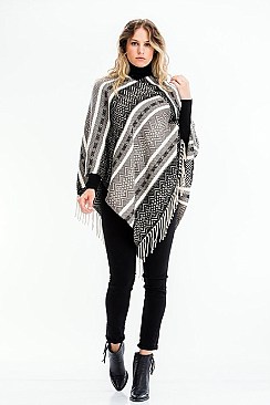 FRINGED TRIBAL PONCHO
