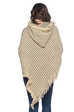 Fashionable Fringe Hooded Poncho FM-KC1072