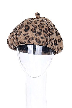 Pack of 12 (pieces) Assorted Leopard Faux Fur Beret FM-SHTH5408