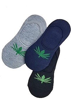 Pack of (12 Pieces) Marijuana Leaf Non-Slip Noshow Socks FM-GM147