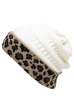 Messy Bun Leopard Ponytail Beanie FM-HT7460