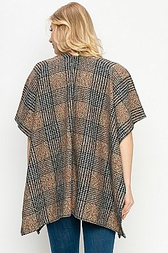 Posh Plaid Pattern Poncho