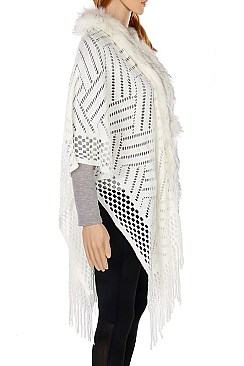 Fashionable Faux Fur Collar Fringe Vest FM-AV232