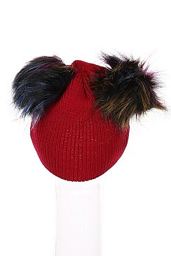 Pack of 12 (pieces) Assorted Double Pompom Beanies FM-HT496
