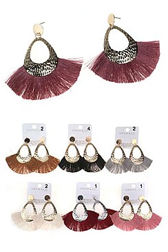 Pack of 12 (pieces) Assorted Tassel Dangle Earring FMANE4418