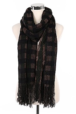Pack of (12 Pieces ) Assorted Color Stylish Fringe Scarves FM-KCF002
