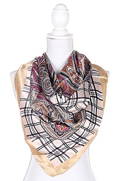Pack of 12 (pieces) Assorted Silk Feel Square Satin Scarves FMSFS152