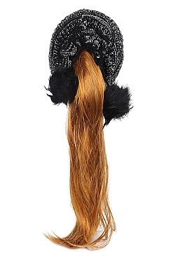 Pack of 12 (pieces) Assorted Pom Pom Messy Bun Ponytail Beanie FM-HT786