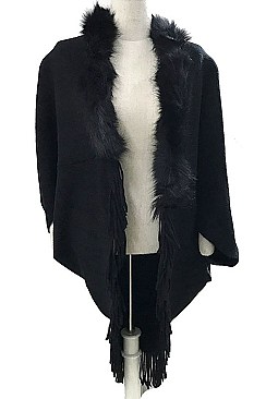 Elegant Faux Fur Collar Fringe Vest FM-AV258