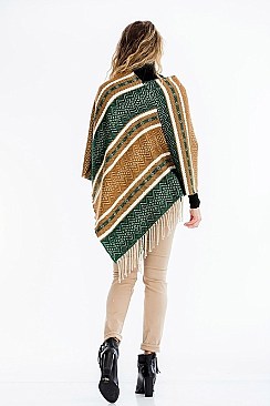 FRINGED TRIBAL PONCHO