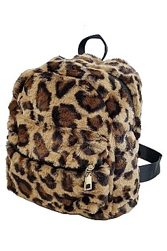 Soft Fur Leopard Backpack
