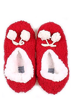 Pack of (12 Pieces) Assorted Pom Pom Indoor Slipper Shoes FM-SO393